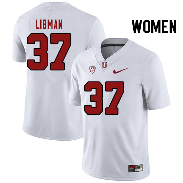 Women #37 Myles Libman Stanford Cardinal College Football Jerseys Stitched Sale-White